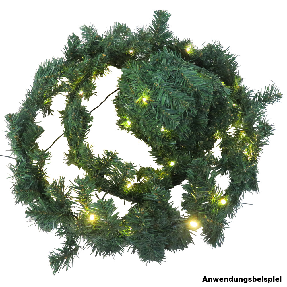 Weihnachtsgirlande künstlich 270 cm mit 60 warmweißen LEDs | Sonderpreis  Baumarkt