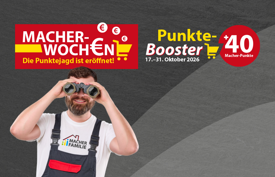 Ein Mann in Arbeitslatzhose schaut durch ein Fernglas.