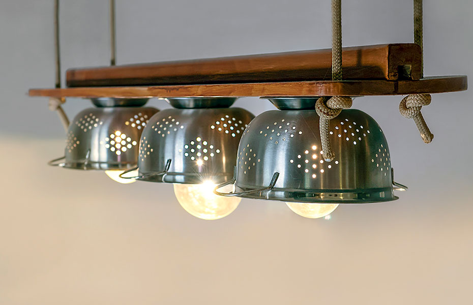 Lampe aus Metallsieben