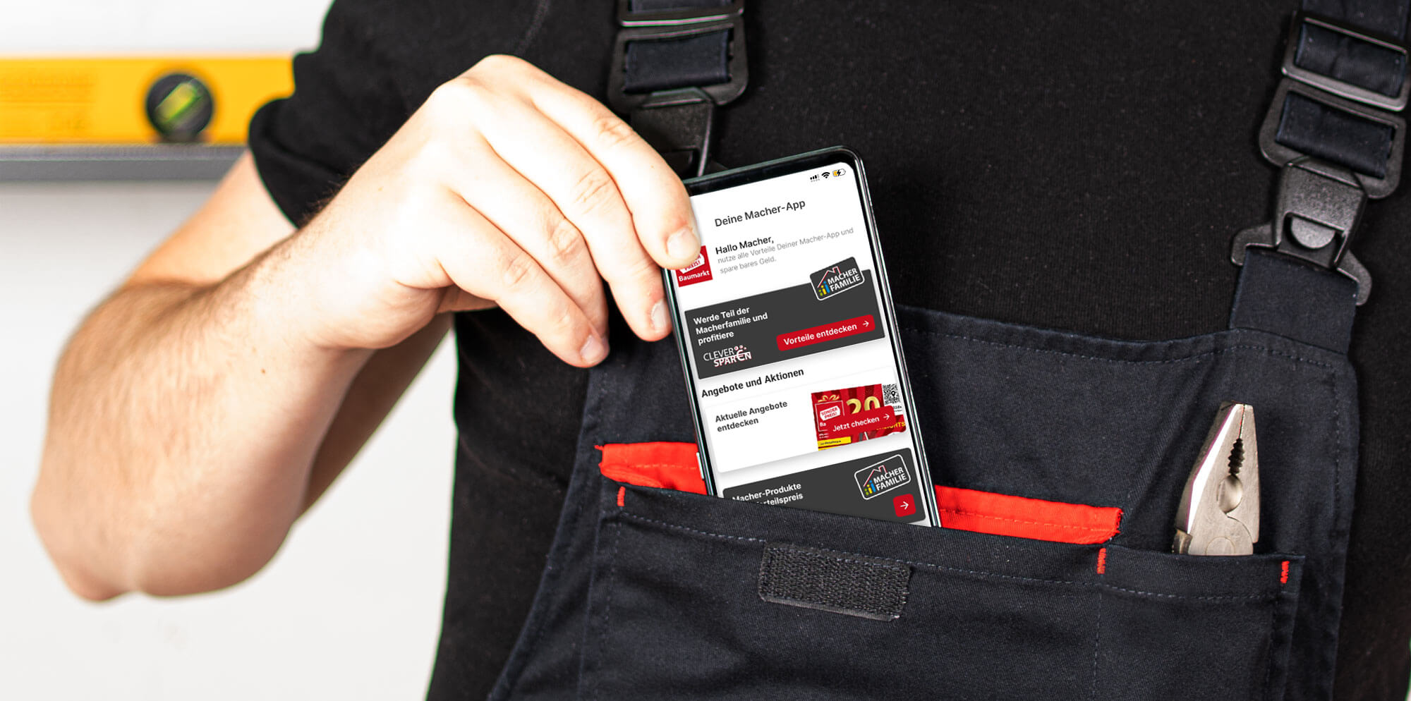 Macher-App von Sonderpreis Baumarkt auf dem Smartphone
