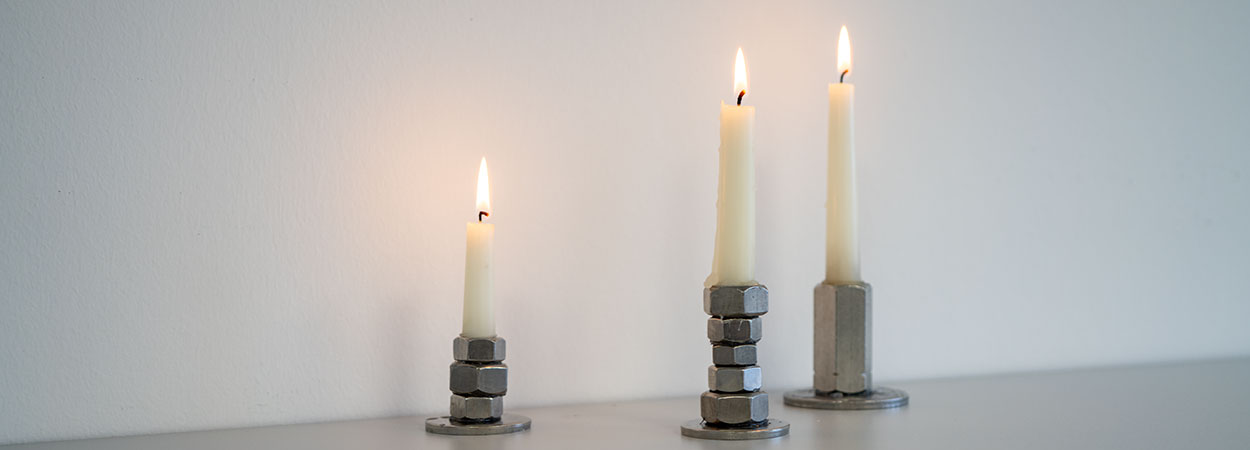  Kerzenständer aus Muttern
