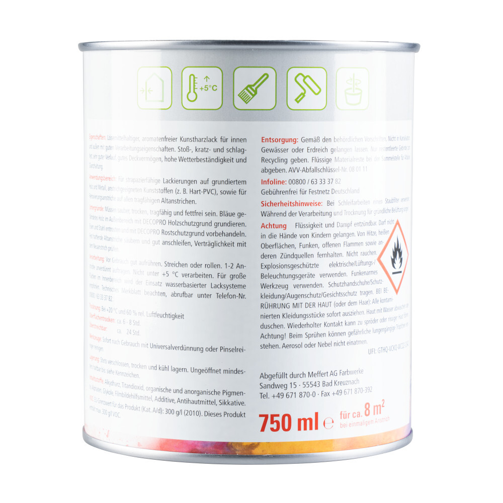 DECOPRO Hochglanzlack 750 ml silbergrau image number 1