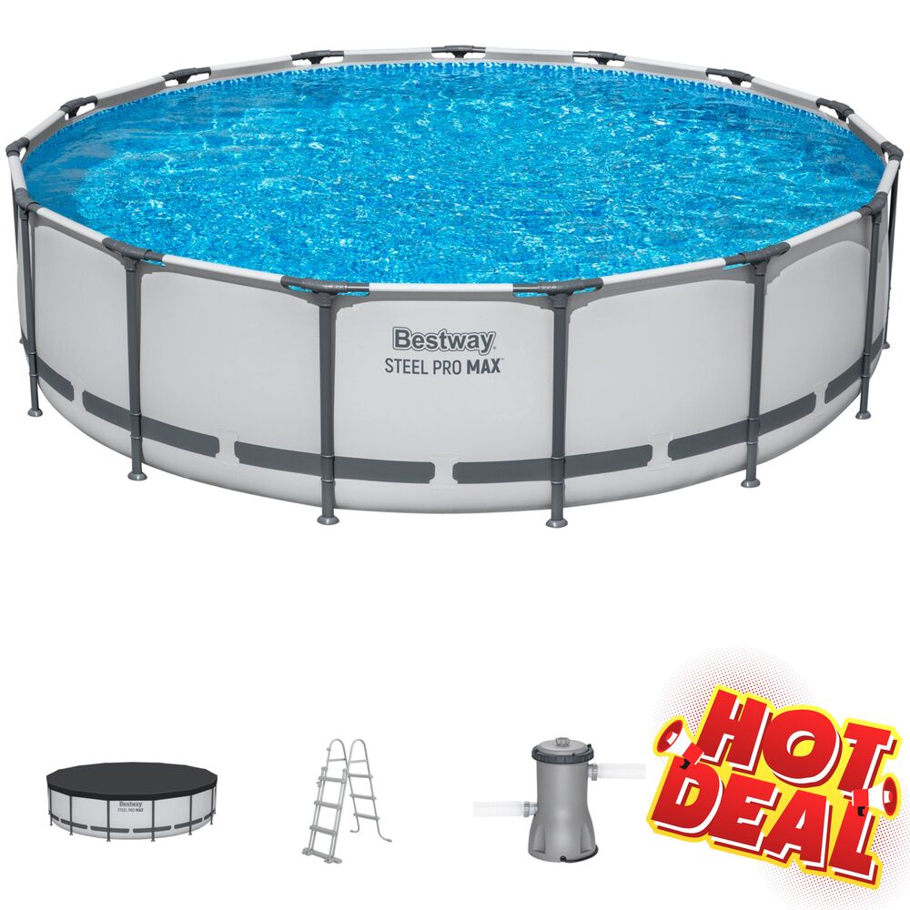 Bestway&reg; Steel Pro MAX Frame Pool &Oslash;457x107cm Komplett-Set 5-teilig
