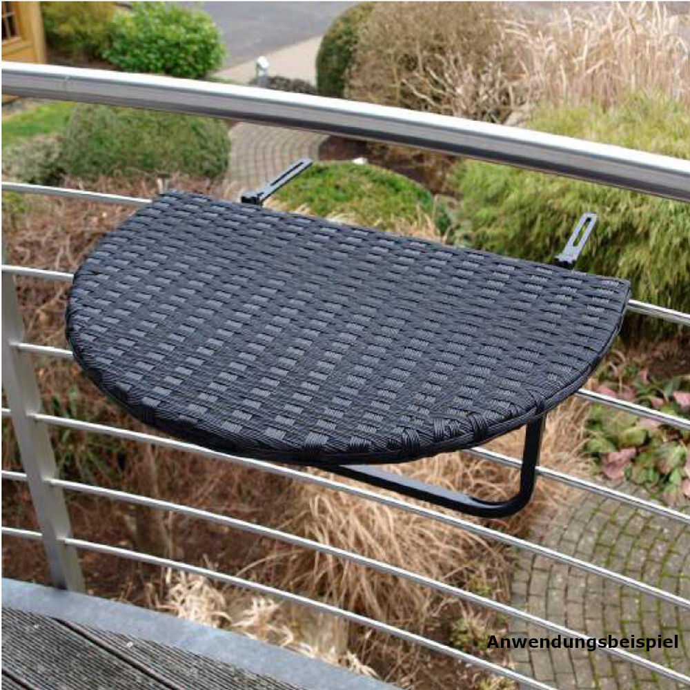 Balkonhängetisch 60 x 40 cm, Polyrattan schwarz image number 1