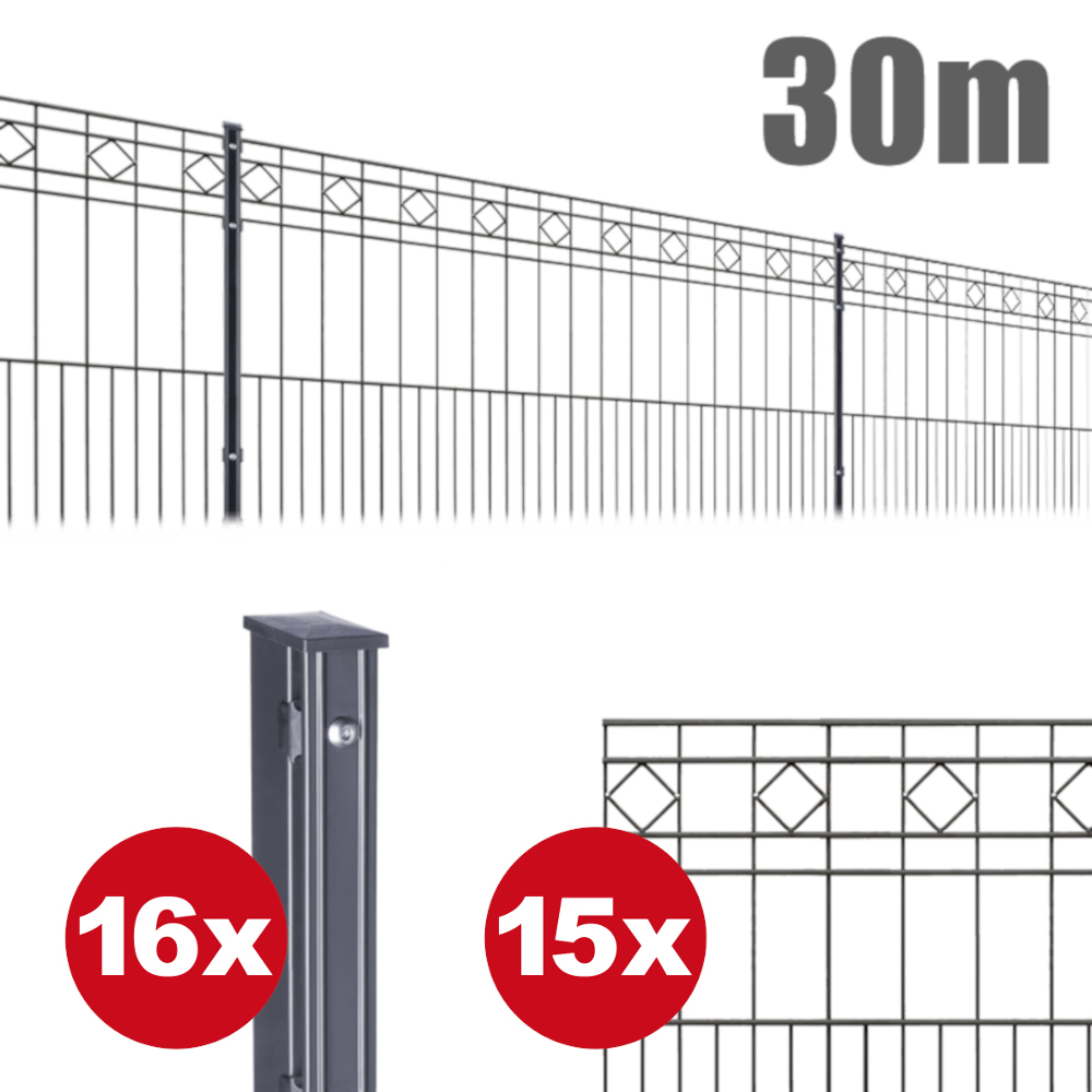 Zaunpaket Turin ca. 1 m x 30 m anthrazit verzinkt pulverbeschichtet