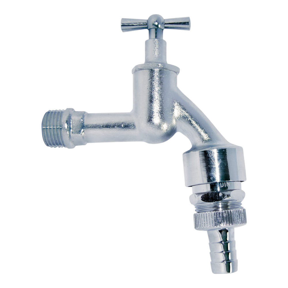 Auslaufventil 1/2" matt verchromt Rohrbel&uuml;fter R&uuml;ckflussverhinderer Wasserhahn