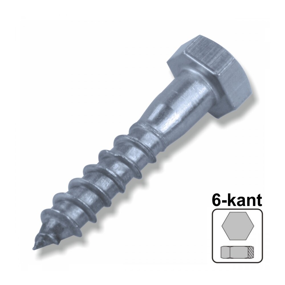 Sechskant Holzschraube 10,0x40mm A2 Edelstahl DIN571 6-kant Schlüsselschraube