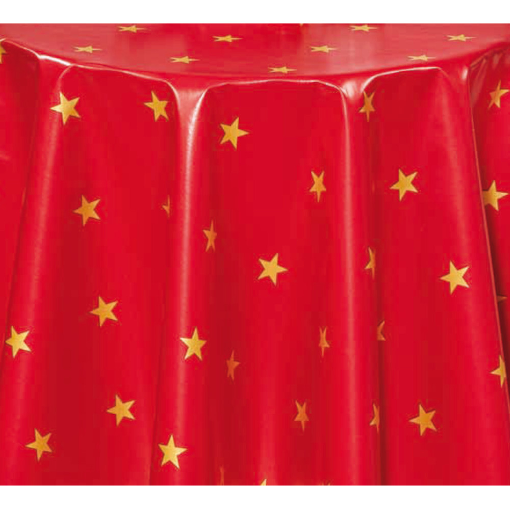 Wachstuch 1,40m Star rot/gold
