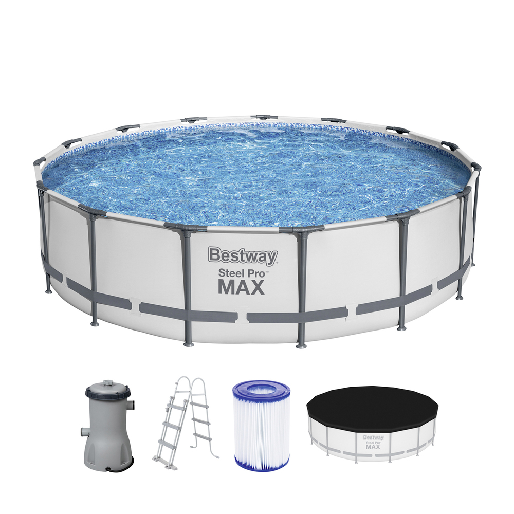 Bestway® Steel Pro MAX Frame Pool Ø457x107cm Komplett-Set 5-teilig