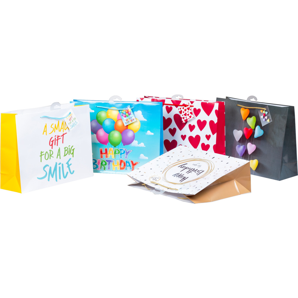 Geschenktasche Querformat, groß mit Motiv und Kordel, 29 x 38 x 112,5 cm