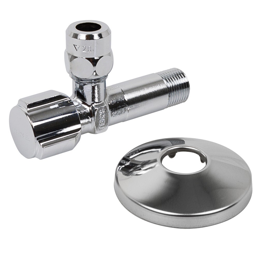 Eckregulierventil mit Verlängerung und Schubrosette 3/8"AG x 3/8"x 10 mm