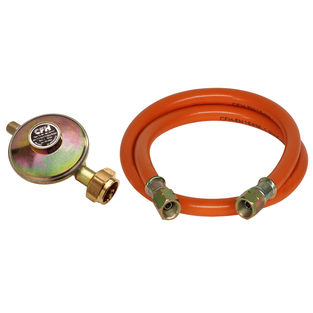 Druckregler-Set 50 mbar mit 80 cm Anschluss-Schlauch