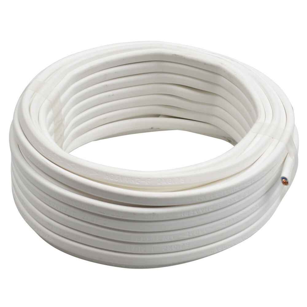 Schlauchleitung H03VVH2-F 2 x 0,75mm² 10 m PVC flach in Weiß
