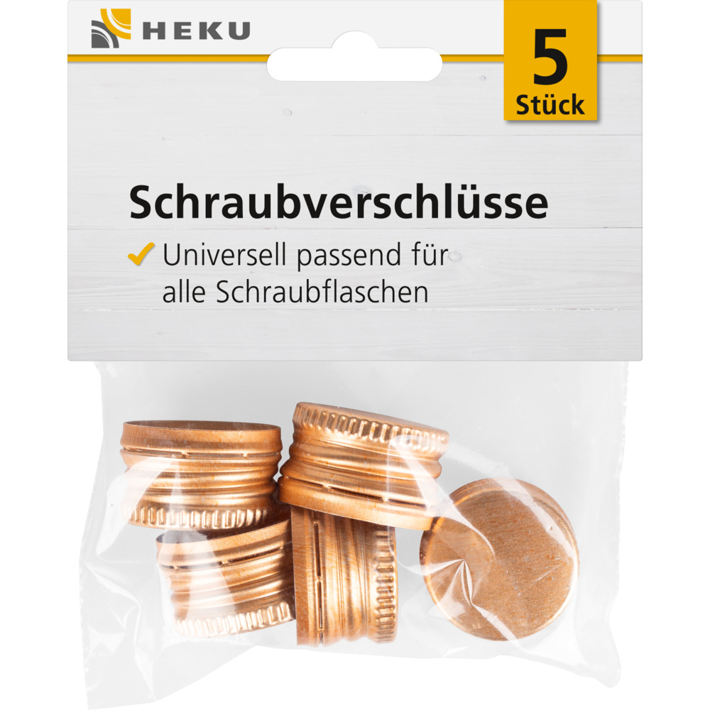 Schraubverschl&uuml;sse f&uuml;r Flaschen 5 St&uuml;ck, goldfarben image number 0