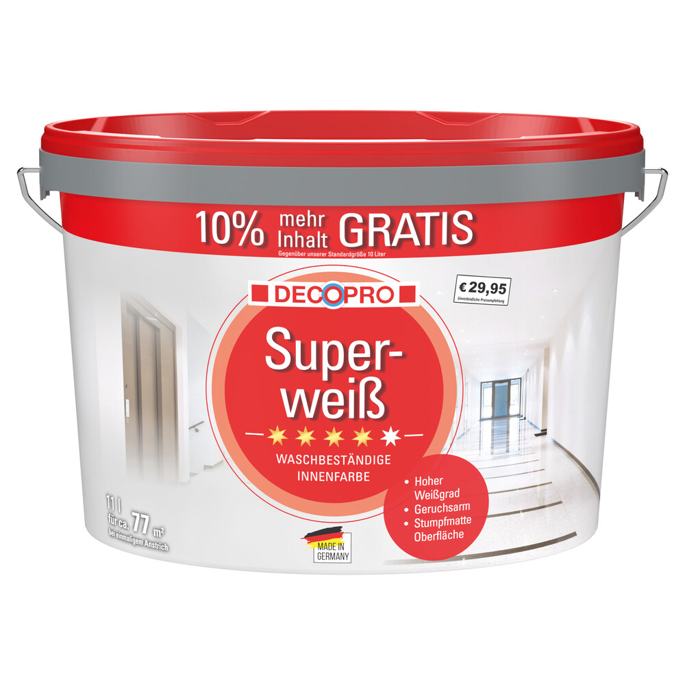 DECOPRO Superweiß Wandfarbe 11 Liter