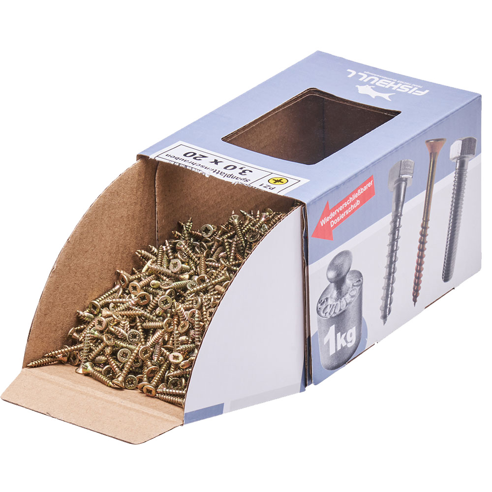 Spanplattenschraube 3,0x20 mm PZ 1kg FISHBULL-Pack Senkkopf Vollgewinde Kreuzschlitz image number 3