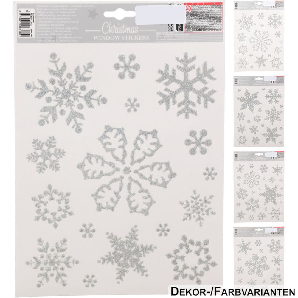 Fenstersticker silberfarben auf Bogen, 4-fach sortiert image number 0