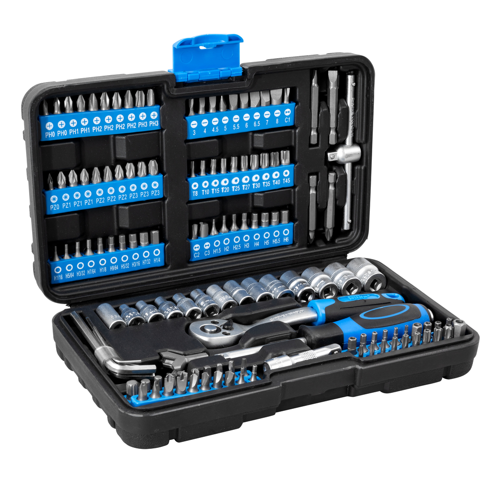 Güde® Steckschlüssel und Bitsatz Set 130-teilig aus CV-Stahl im Koffer