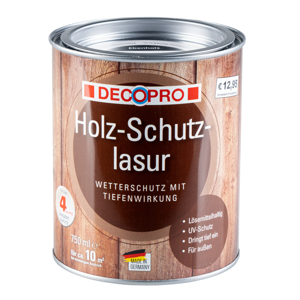 DECOPRO Holz-Schutzlasur seidenglänzend in ebenholz für außen