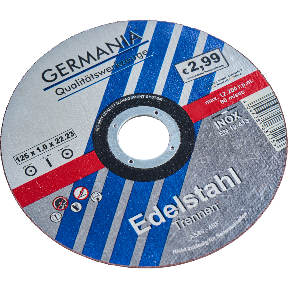Trennscheibe Edelstahl INOX 125x1,0 Industriequalität Trennen image number 1