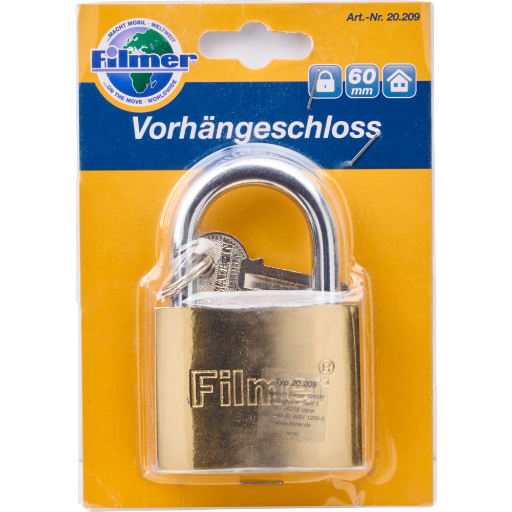 Filmer&reg; Vorh&auml;ngeschloss HQ 60 mm 3 Schl&uuml;ssel image number 1
