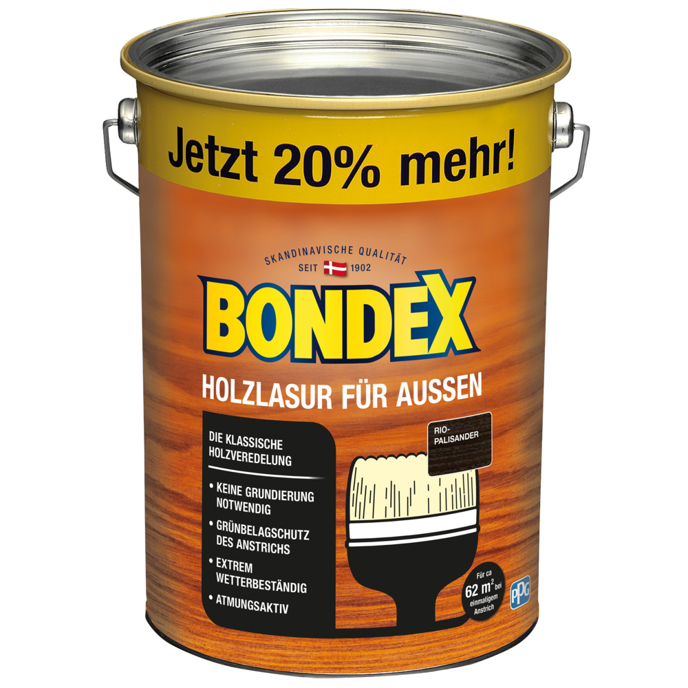 BONDEX Holzschutzlasur 4,8 Liter in Rio Palisander, für Außen image number 0
