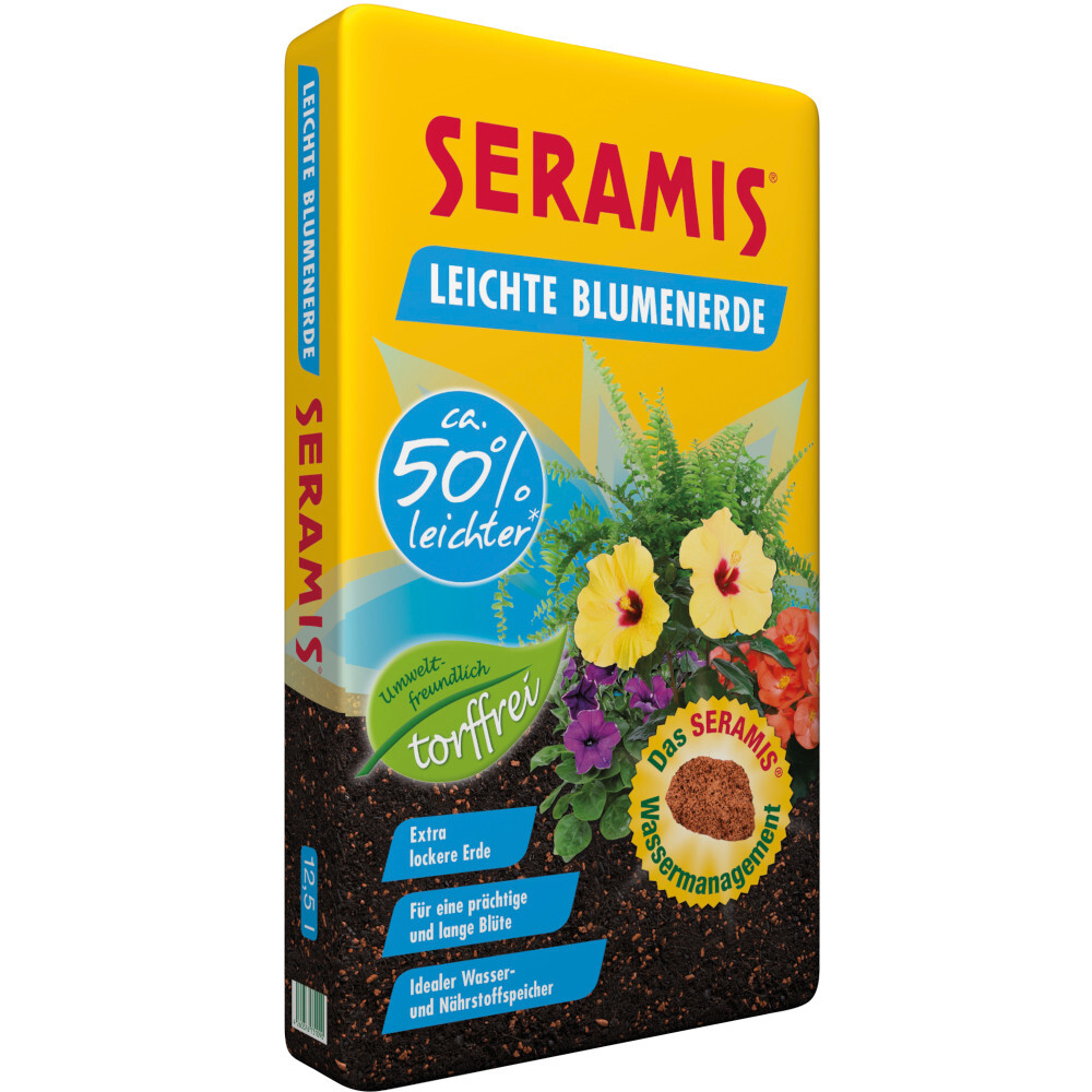 SERAMIS® leichte Blumenerde 12,5 Liter, torffrei image number 1