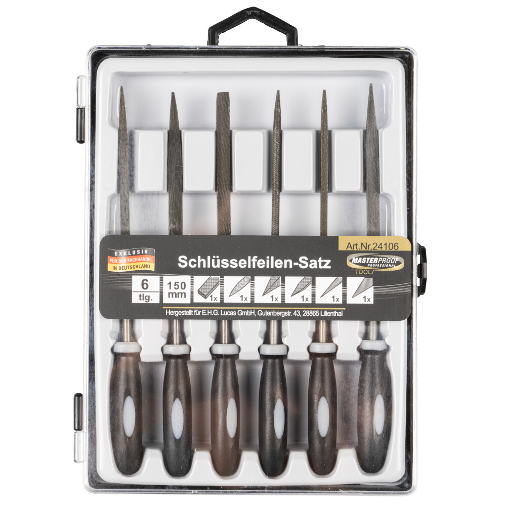 Schlüsselfeilen Satz 6 -teilig mit Kunststoffheft und Kunststoffbox