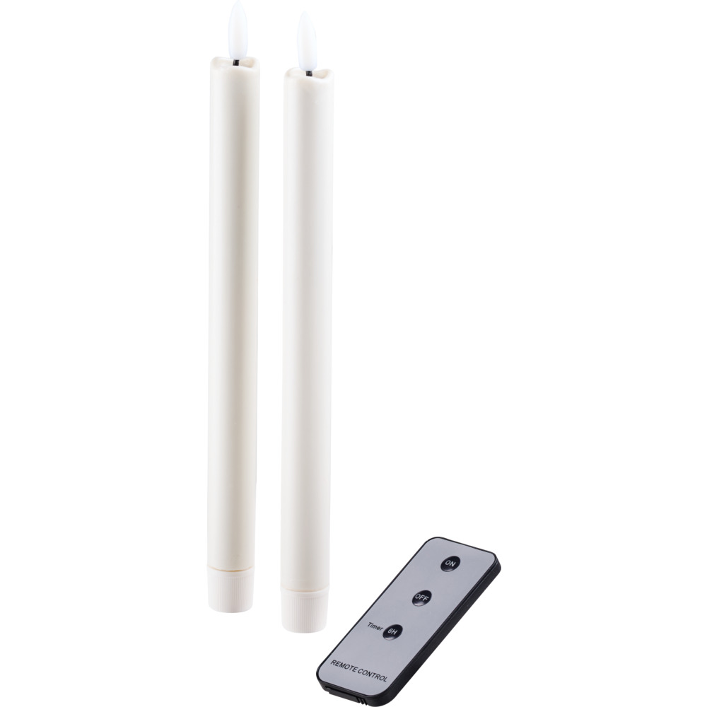 LED-Dinnerkerzen Echtwachs flackernd 2er-Set weiß