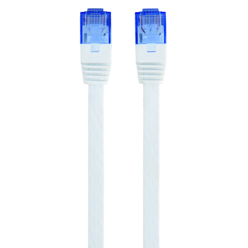 Netzwerkkabel 10 m CAT 6, UTP Flachkabel weiß mit 2 x RJ45 Steckern image number 2