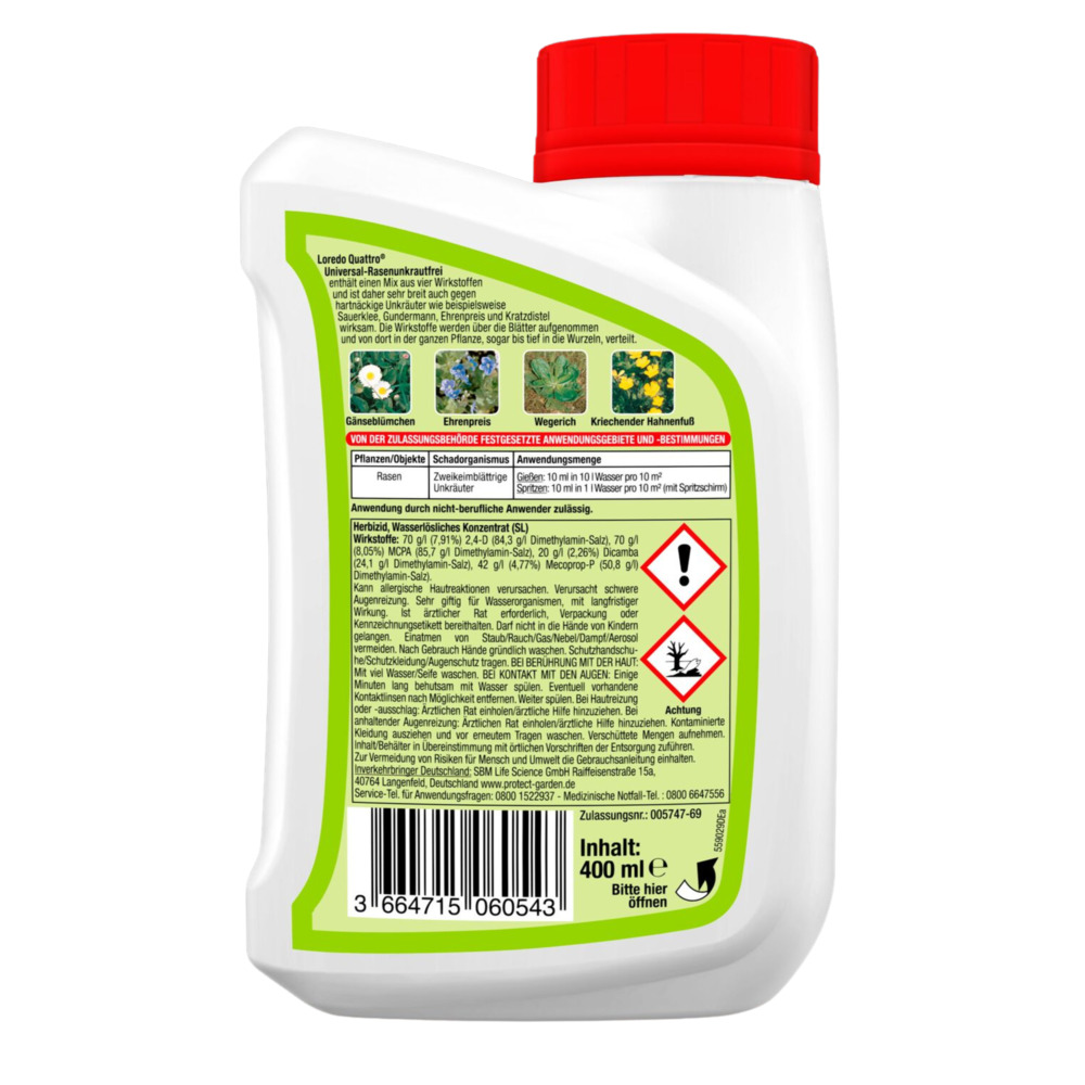  Protect Garden® Loredo® Quattro Universal-Rasenunkrautfrei 400 ml image number 1