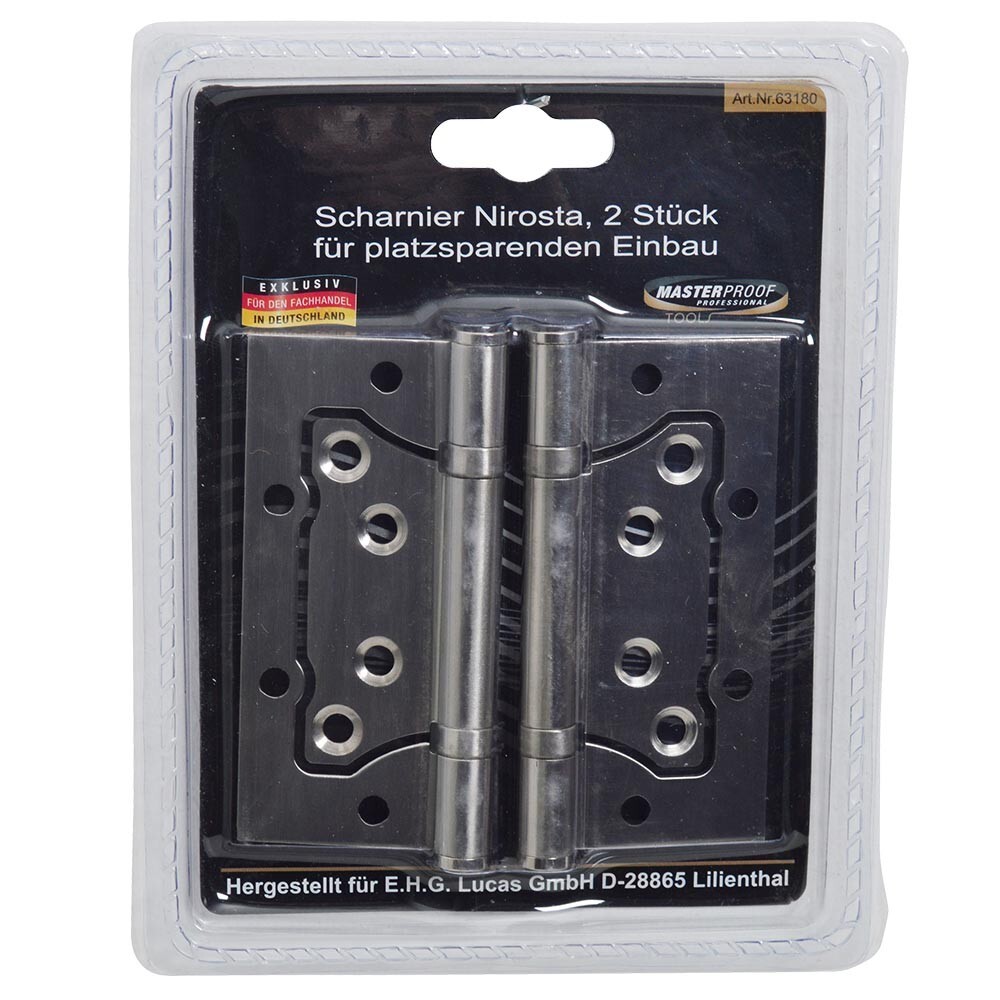 Scharnier Edelstahl platzsparender Einbau 100x75mm 2Stk. image number 0