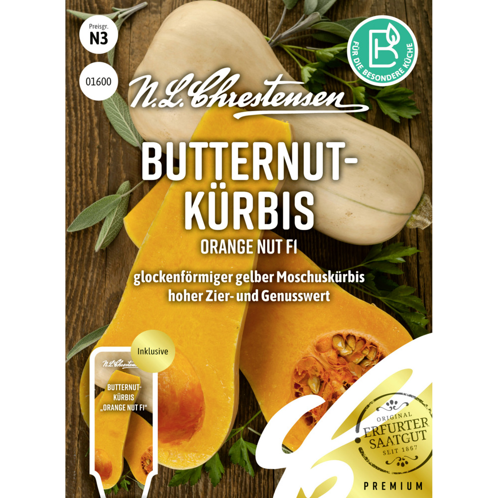 Saatgut Butternutkürbis Orange Nut F1
