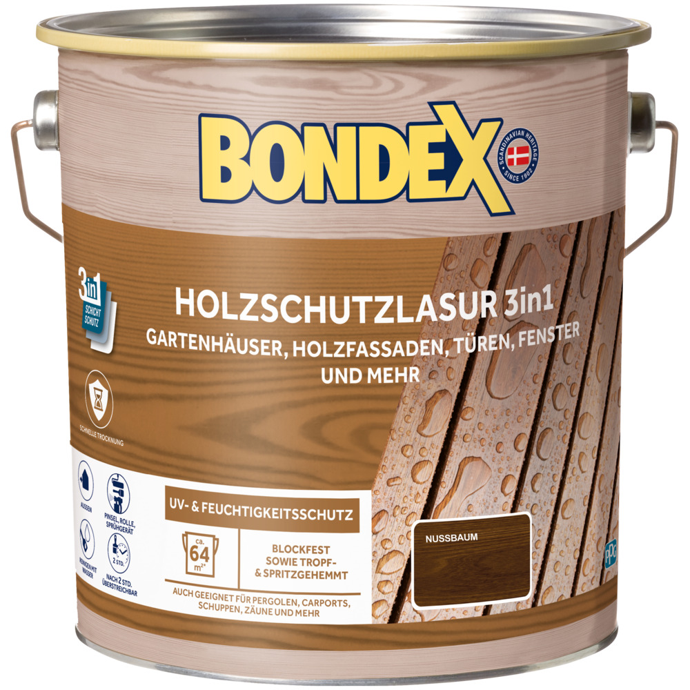 BONDEX Holzschutzlasur 3in1 Nussbaum 4 Liter image number 0