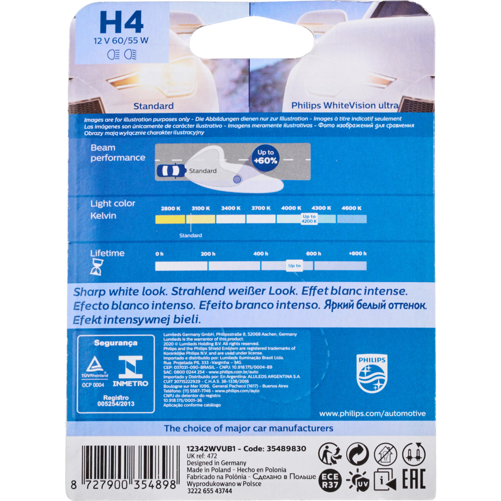Philips H4 White Vision KFZ-Scheinwerferlampe image number 2