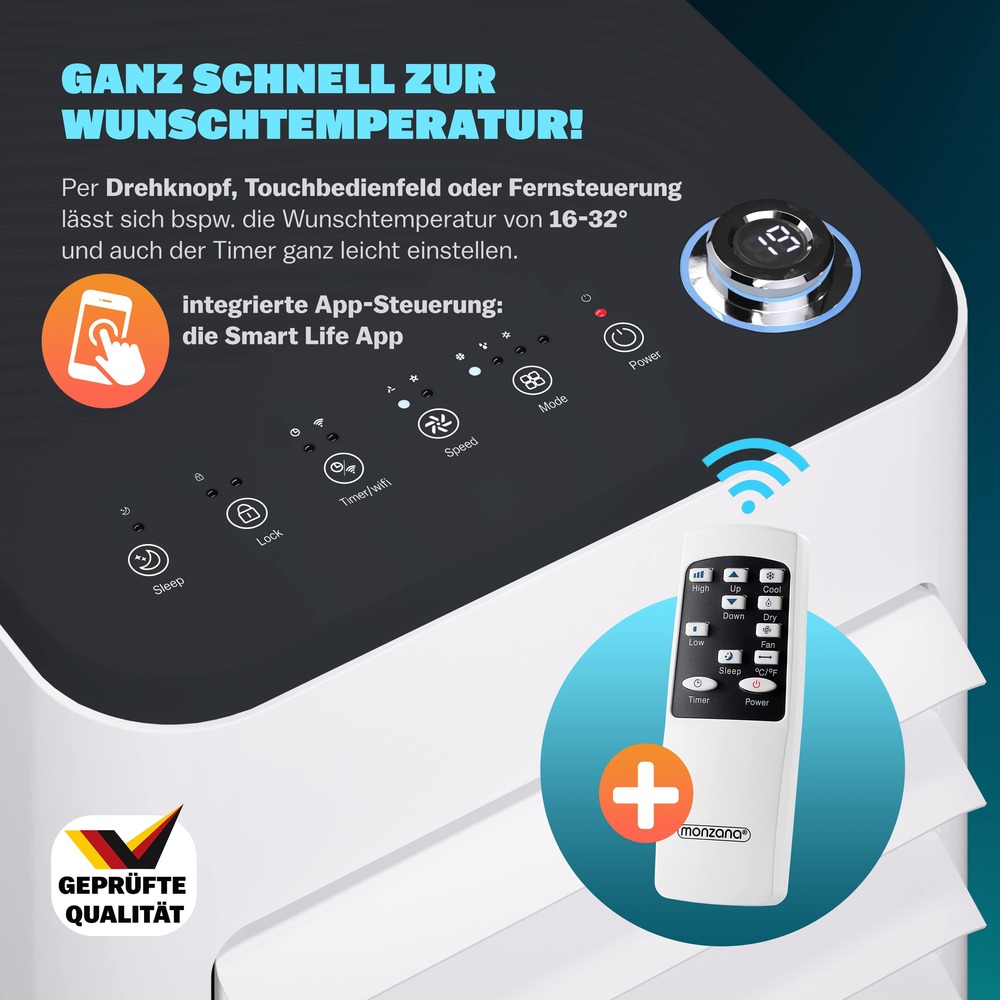 monzana&reg; Mobile Klimaanlage 9000 BTU SmartLife image number 3