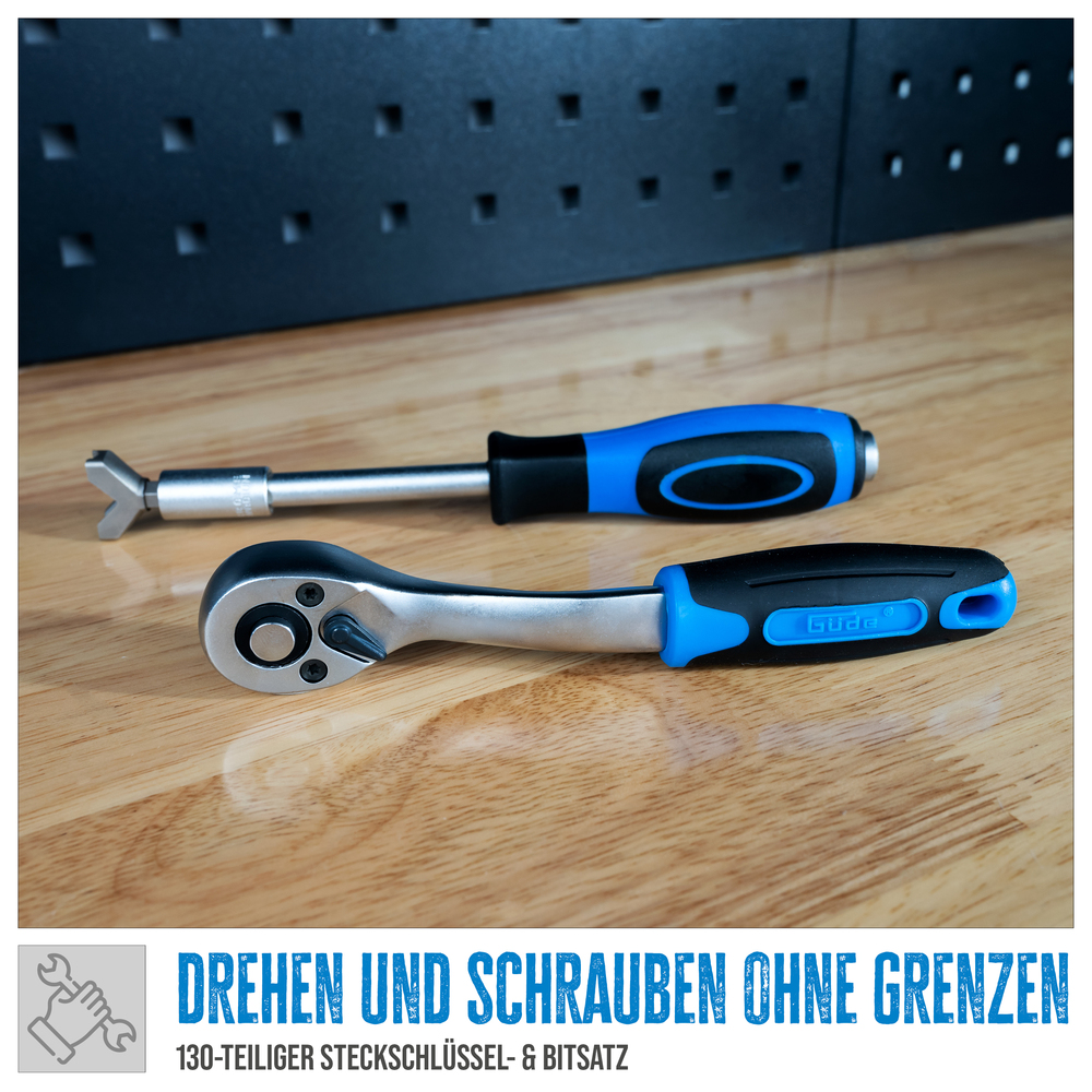 Güde® Steckschlüssel und Bitsatz Set 130-teilig aus CV-Stahl im Koffer image number 4