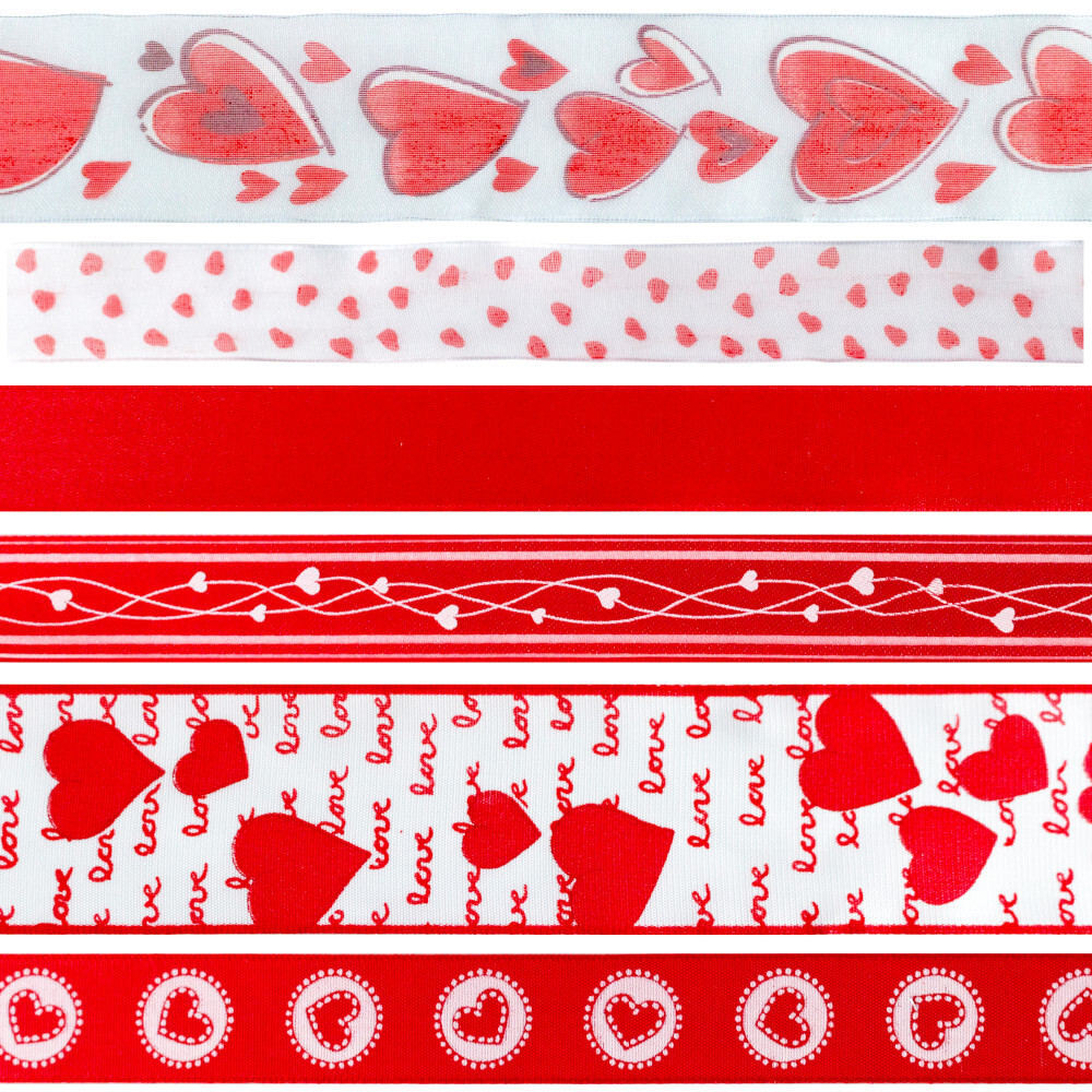 Geschenkband Amore rot-weiß, verschiedene Ausführungen image number 1
