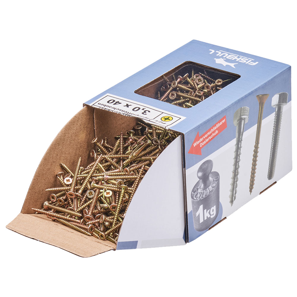 Spanplattenschraube 3,0x40 mm PZ 1kg FISHBULL-Pack Senkkopf Vollgewinde Kreuzschlitz image number 3