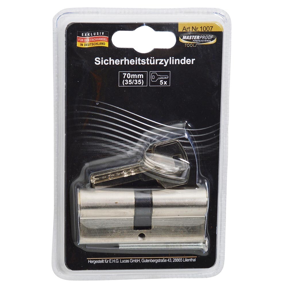 Schließzylinder Profilzylinder 70 mm, 35/35 mit 5 Schlüsseln