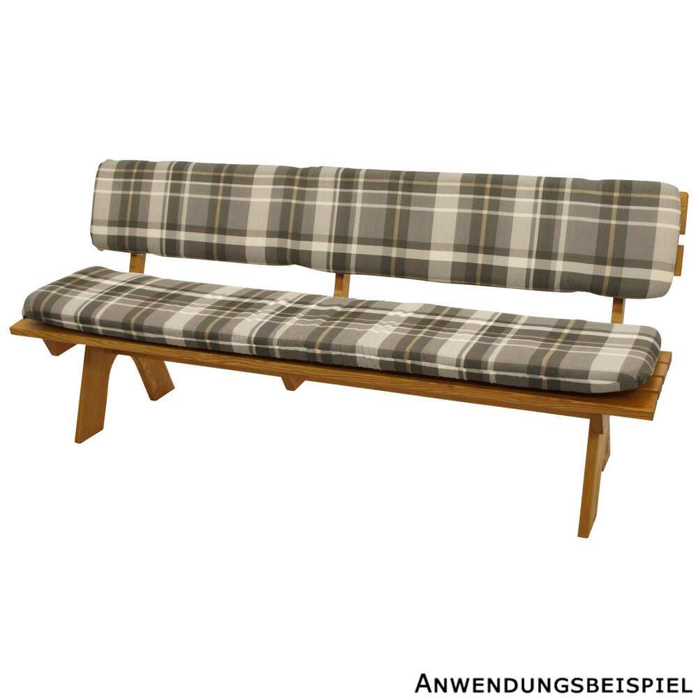 Auflagenset f&uuml;r 4-Sitzer Bank 2-teilig grau-beige kariert image number 0