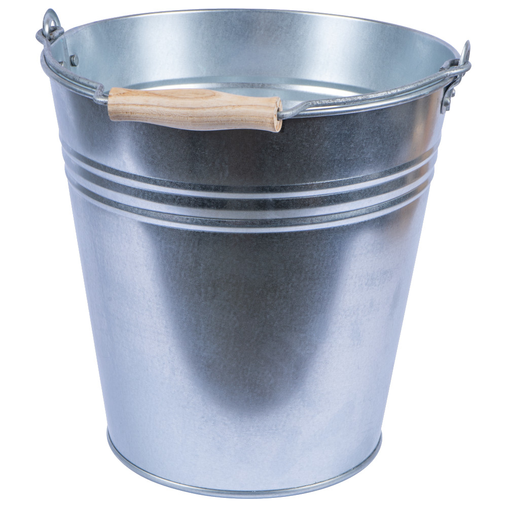 Zinkeimer 10 Liter aus Stahl mit Holzgriff