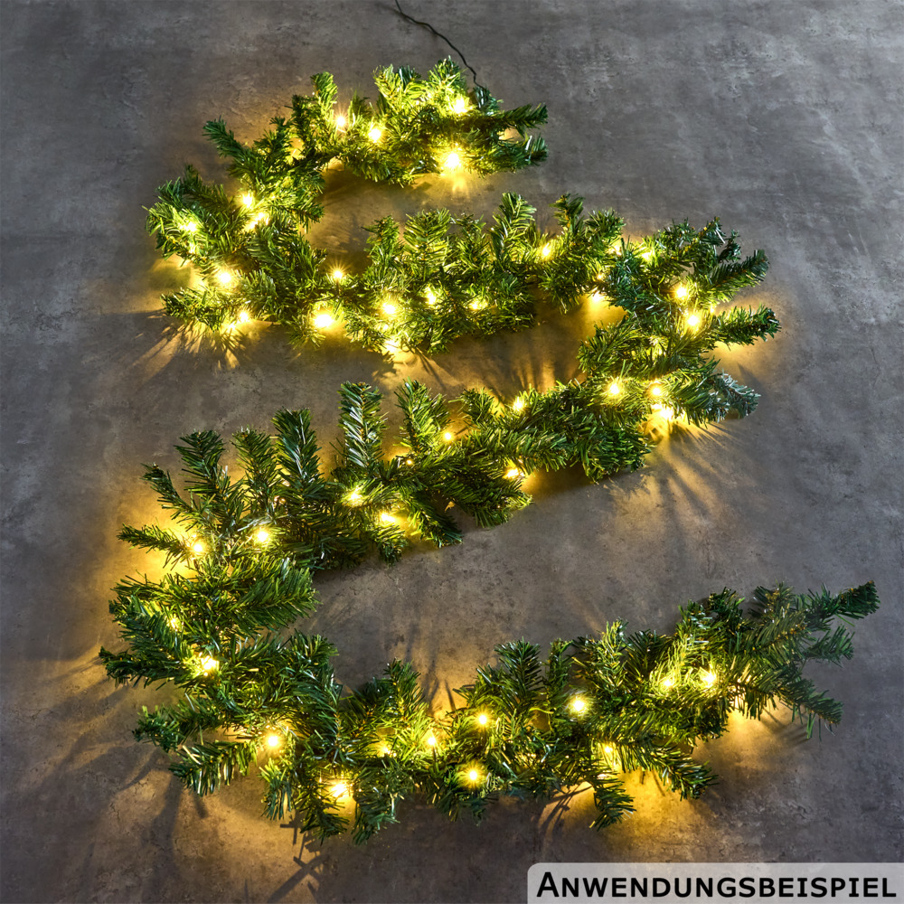Weihnachtsgirlande künstlich 270 cm mit 60 warmweißen LEDs image number 3