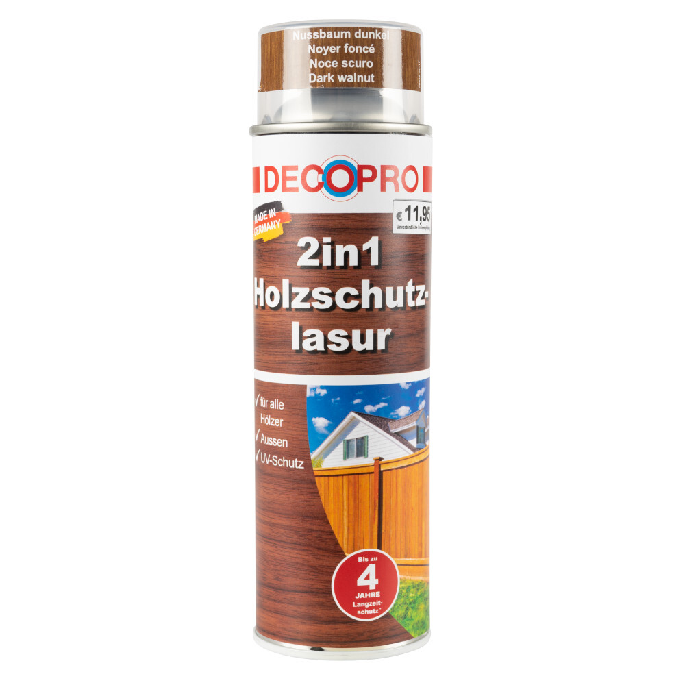 DECOPRO 2in1 dunkel nussbraun Holzschutzlasur-Spray 500 ml image number 0