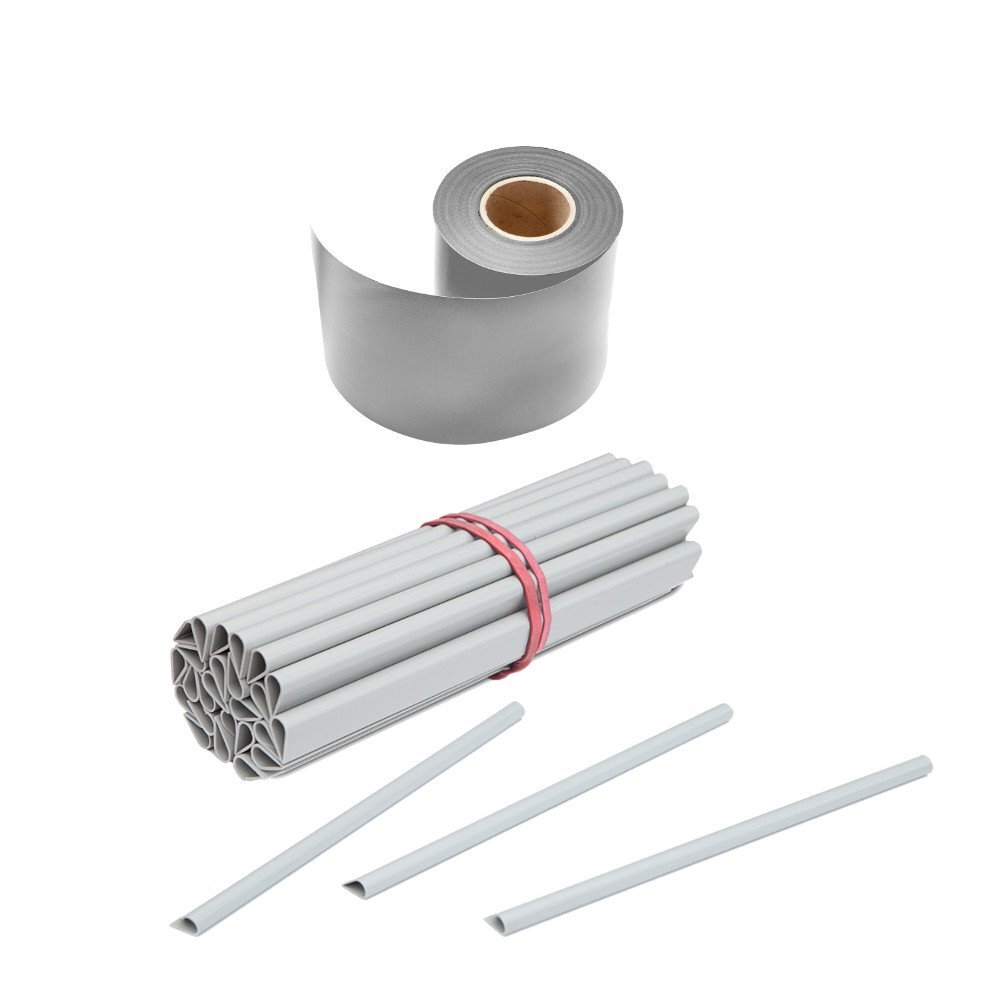 Zaun Sichtschutz und Windschutz A1-Blickdicht 2 Rollen, 19 cm Breit in Weißaluminium mit Klemmschienen image number 0