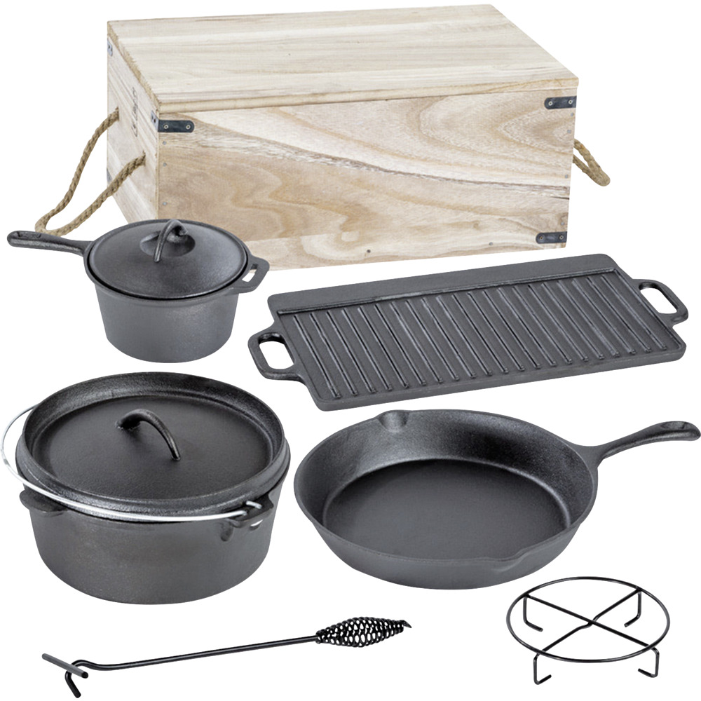 Dutch-Oven-Set 7-teilig aus Gusseisen in Holzkiste image number 3
