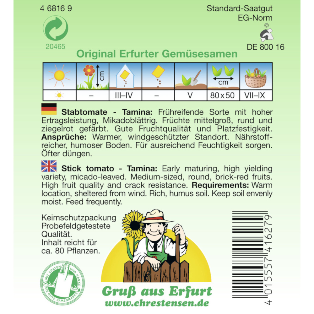 Saatgut Stabtomate Tamina ca. 80 Pflanzen image number 1