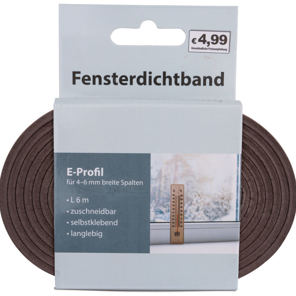 Fensterdichtung mit E-Profil in braun auf 6 m Rolle image number 0