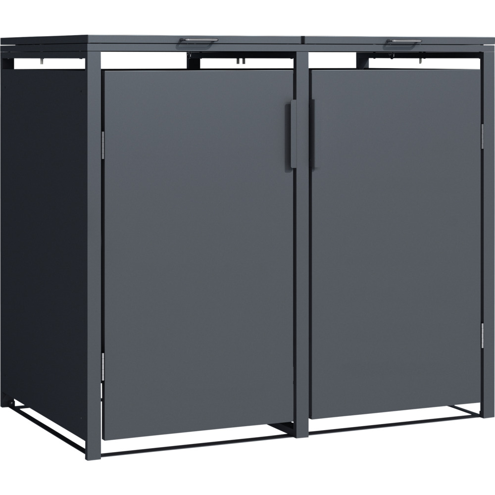 M&uuml;lltonnenbox 2-er Stahl verzinkt anthrazit