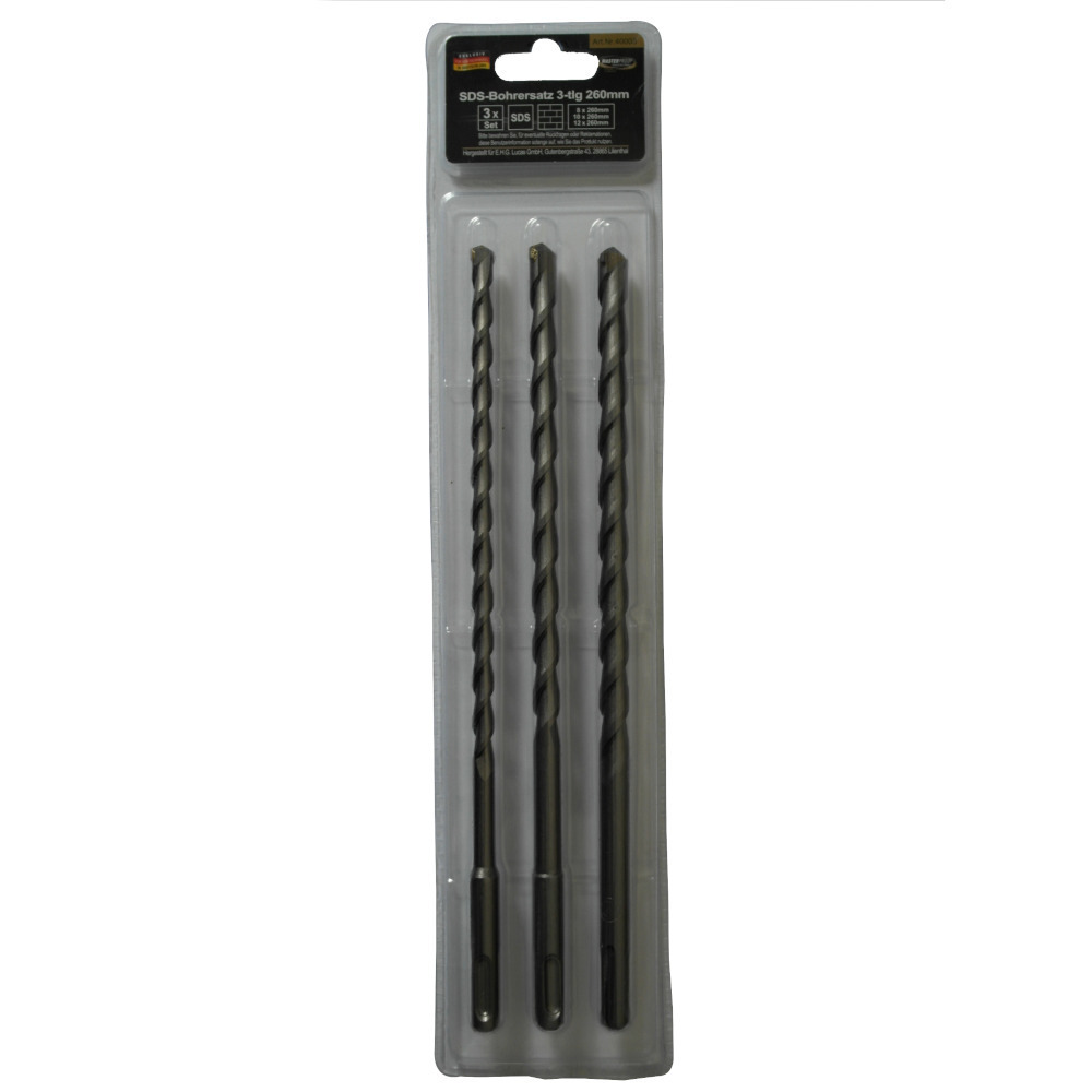 SDS Hammerbohrersatz 3-teilig je 260 mm lang mit 8 - 12 mm Durchmesser image number 0